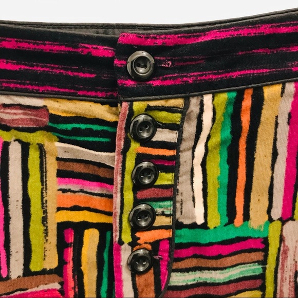 Anthropologie Odille Spectrum Maps Skirt 6 green purple stripes - Picture 3 of 9